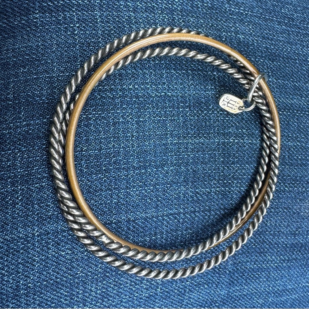 James Avery Silver and Brass Twisted Bangle Bracelet